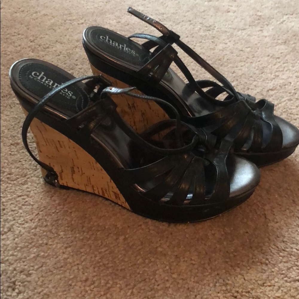 Strappy cork wedges